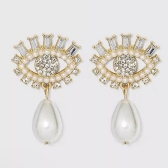 Sugarfix by Baublebar Pearl and Crystal Evil Eye Drop Earrings / BRAND NEW - Picture 1 of 5
